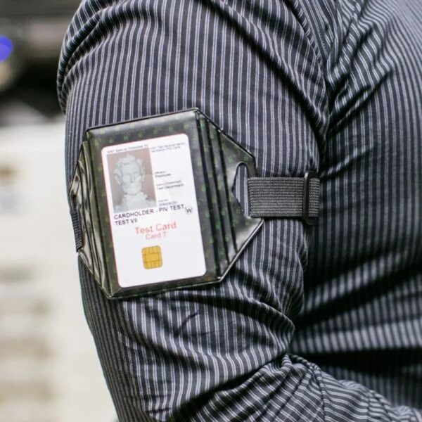 Badge holder with elastic, Black + transparent, Badge Holder