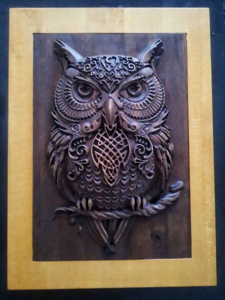 Wood Carving Panel Owl Handmade Wood Carving Home Decor Wall Decor Owl Wood Cherry Walnut