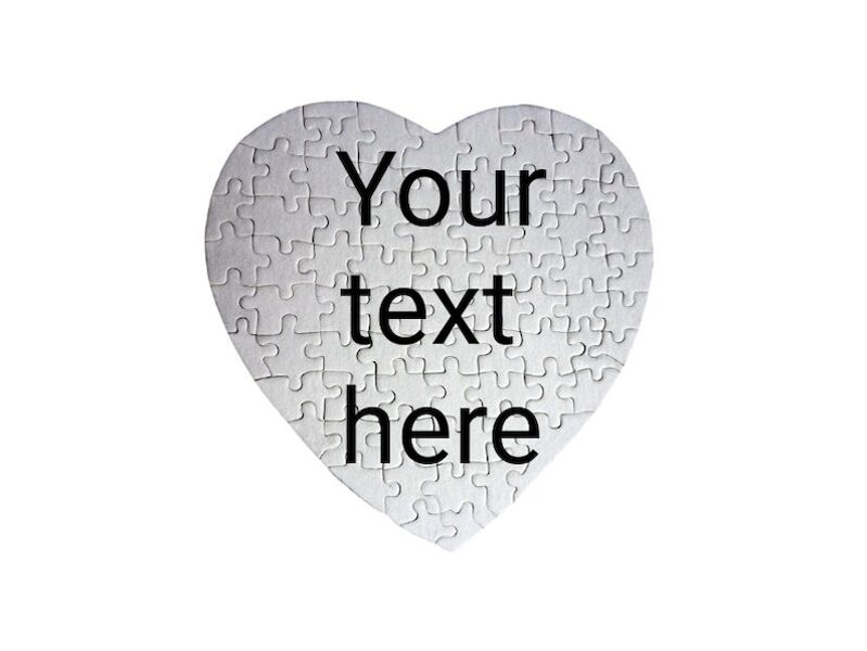 Custom Heart Shaped Puzzle, Personalized Puzzle, Your Text Photo, Handmade Print